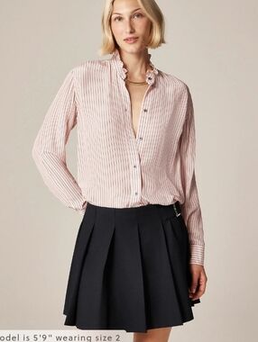 J Crew Jules ruffle-collar shirt in striped crepe de chine CP660 Size 10